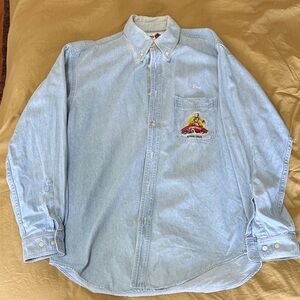 Denim mechanic-style button down size large